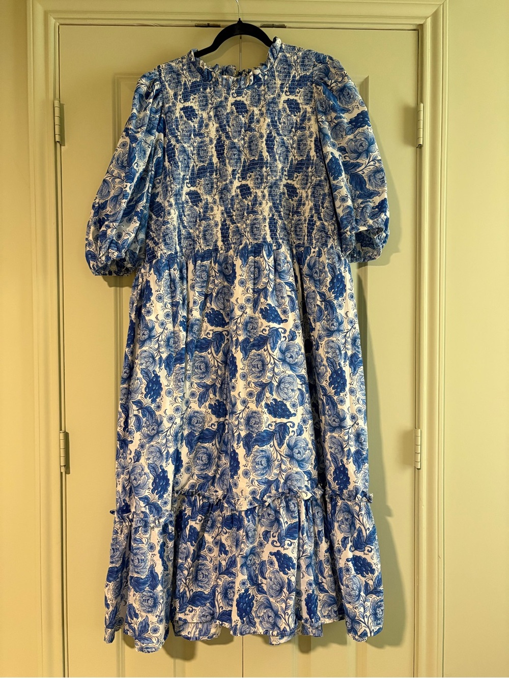 Joanie 2x Blue and White Floral Cotton Midi Dress